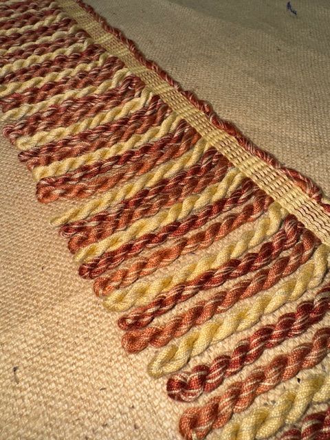 Upholstery Spectrum Heavy Bullion Fringe - Braided top Rope - Rusty Red/Orange/Yellow Mix - Soft Options upholstery trim