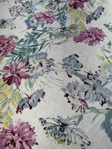 Laura Ashley Cosmos Off-white Grau Leinen Polsterstoff