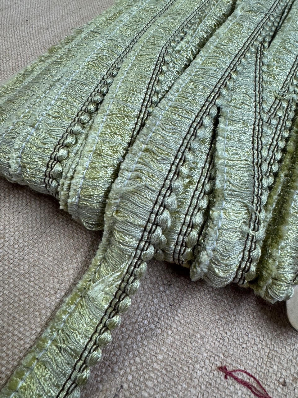Upholstery Brush Fringe/ Ruche Trim - Lime Green - Soft Options upholstery trim