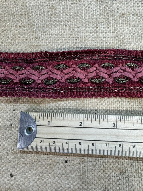 Upholstery Haberdashery Extra Wide Decorative Braid/Ribbon - Red/Raspberry Woven