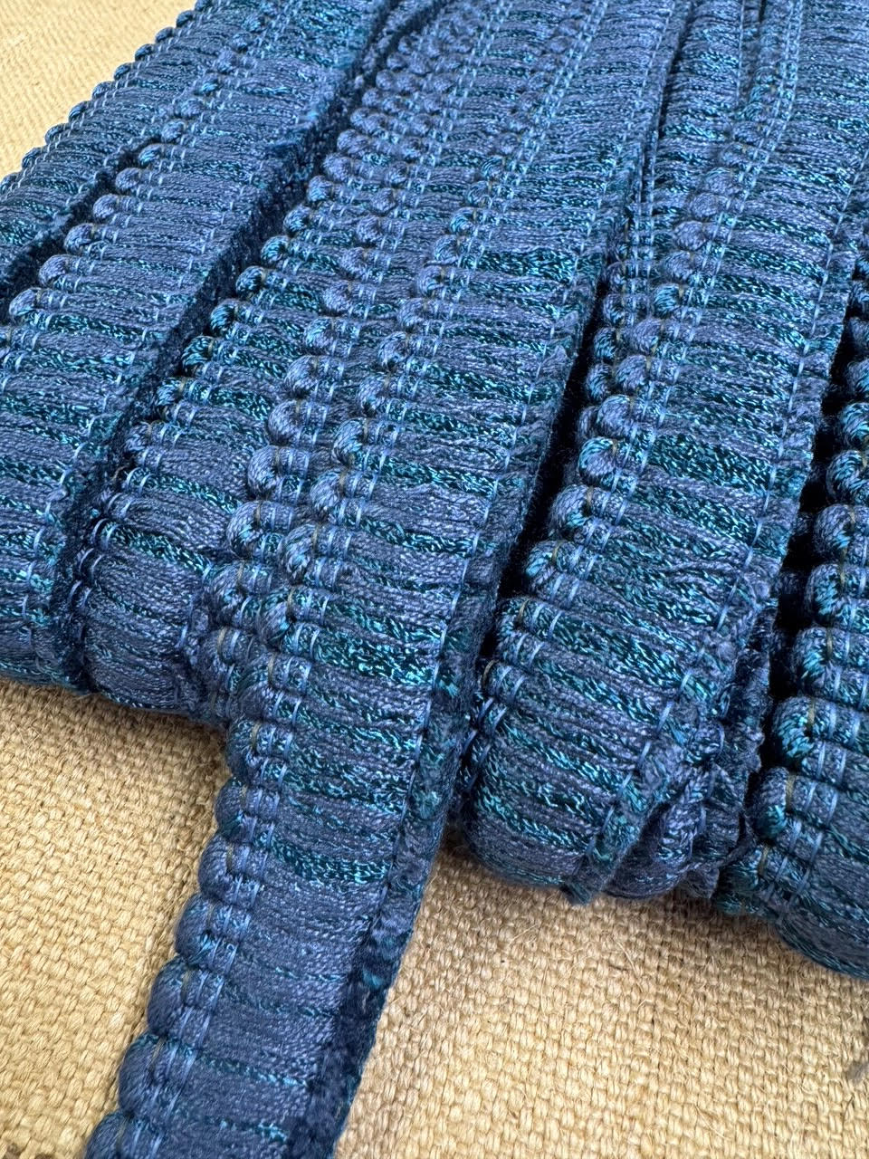 Upholstery Brush Fringe/ Ruche Trim - Sapphire Blue - Soft Options upholstery trim