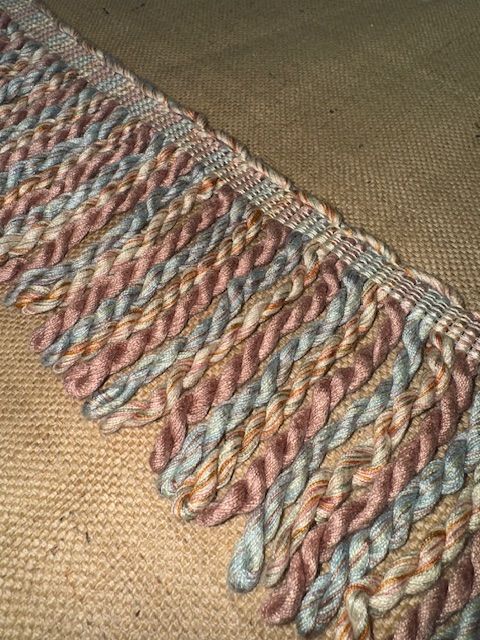 Upholstery Spectrum Heavy Bullion Fringe - Braided top Rope - Muted Rose Seafoam Twist - Soft Options upholstery trim
