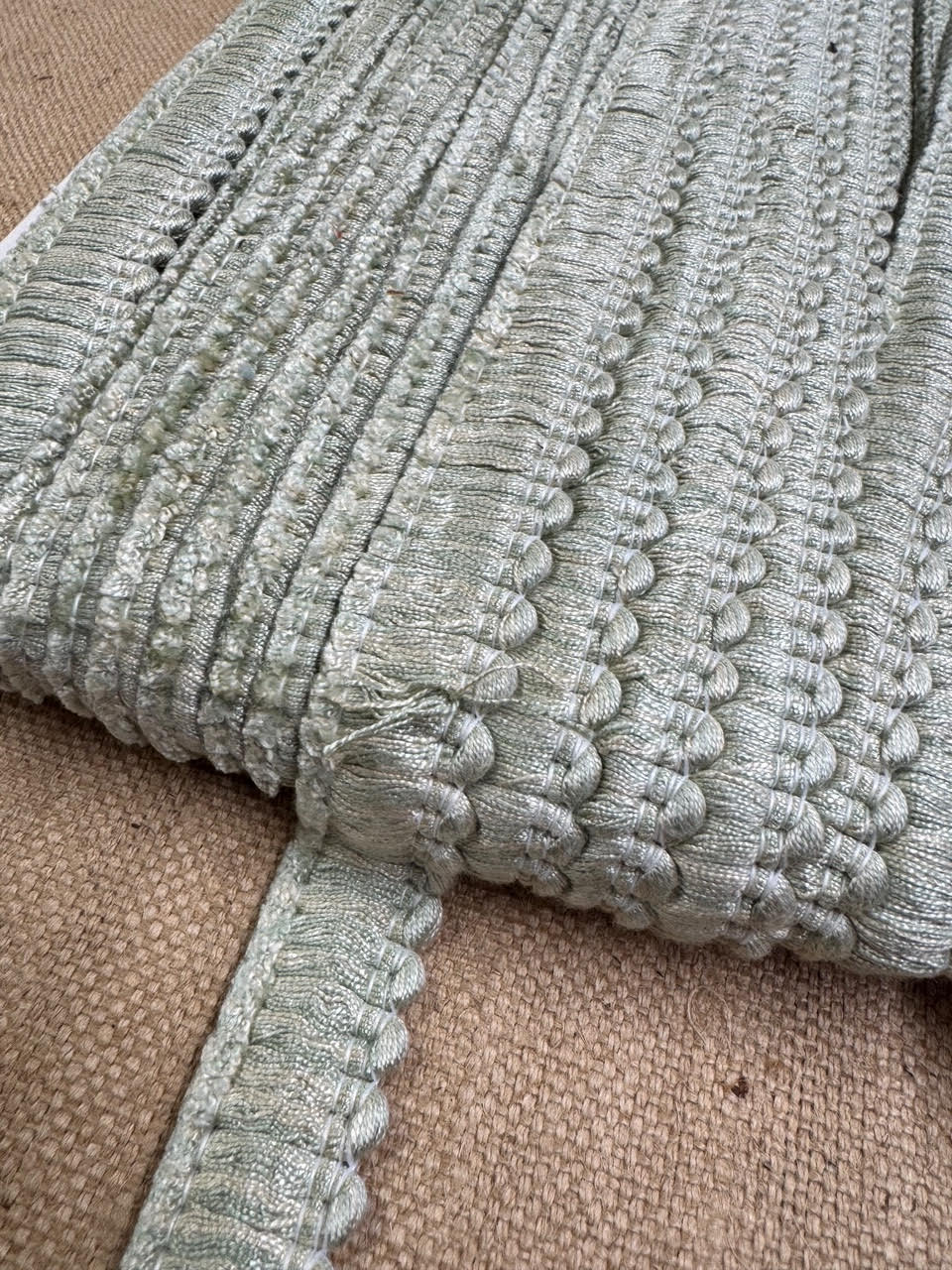 Upholstery Brush Fringe/ Ruche Trim - Light Mint Green - Soft Options upholstery trim Soft Options Fabric Supplies
