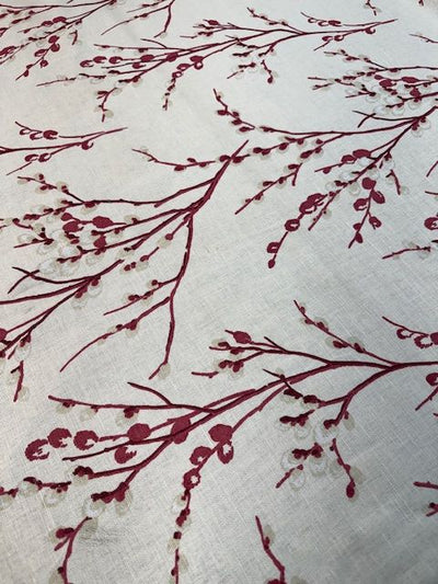 Laura Ashley Pussywillow Cranberry Linen Upholstery Fabric - Soft Options upholstery trim