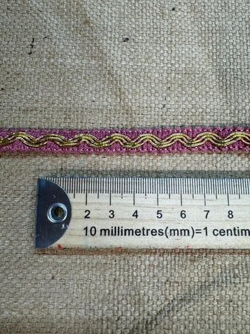 Upholstery Haberdashery Wide Decorative Braid - Raspberry Pink & Gold Detail