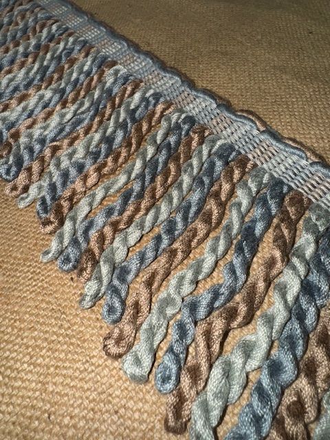 Upholstery Spectrum Heavy Bullion Fringe - Braided top Rope - Dusty Blue & Bronze Mix - Soft Options upholstery trim Soft Options Fabric Supplies