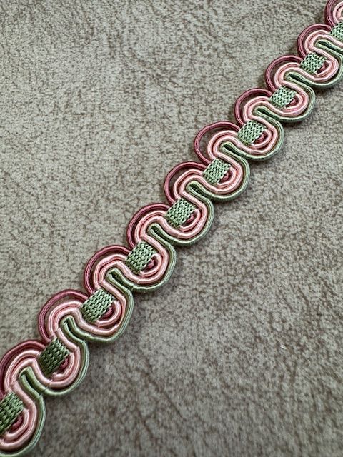 Upholstery Scroll Gimp/Braid Trim - Peppermint Pink