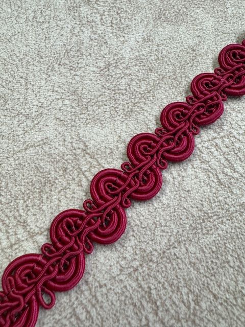 Upholstery Scroll Gimp/Braid Trim - Burgundy