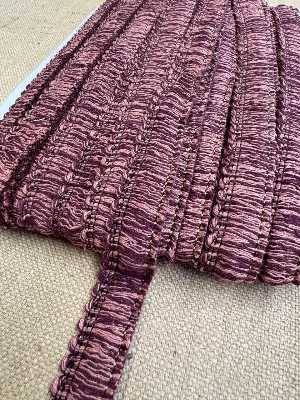 Upholstery Brush Fringe/ Ruche Trim - Heather Purple - Soft Options upholstery trim