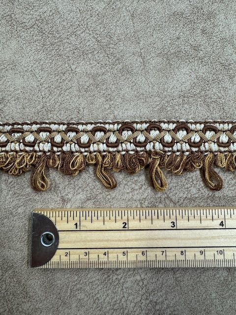 Upholstery Wide Braided Looped Fringe - Brown Multi - Soft Options upholstery trim