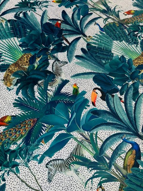 Daintree Natural Printed Velvet Upholstery Fabric