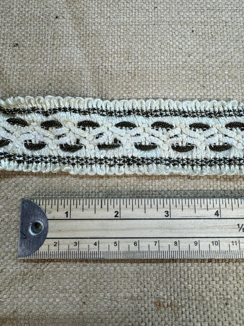 Upholstery Haberdashery Extra Wide Decorative Braid/Ribbon - Cream/Brass Woven