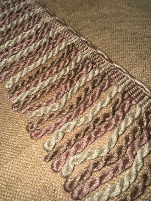 Upholstery Spectrum Heavy Bullion Fringe - Braided top Rope - Dusty Pink/Brown & Beige Mix - Soft Options upholstery trim