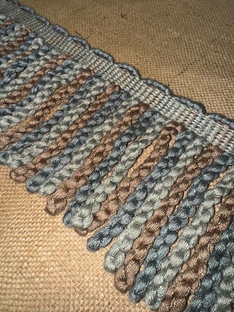 Upholstery Spectrum Heavy Bullion Fringe - Braided top Rope - Smoky Blue & Brown Mix - Soft Options upholstery trim Soft Options Fabric Supplies