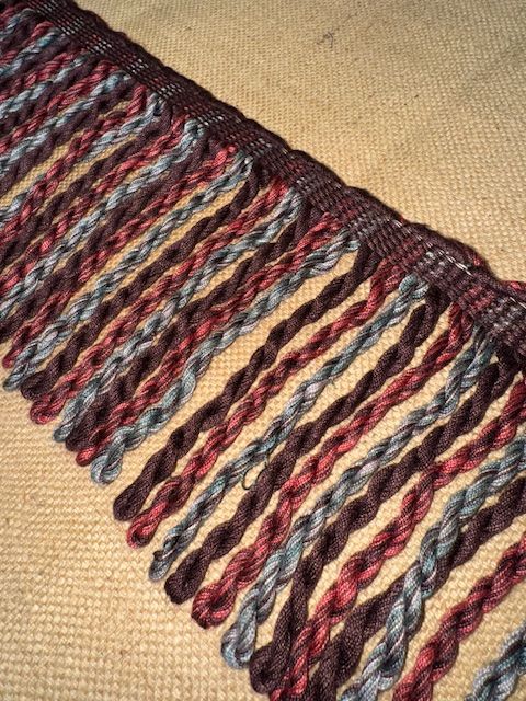 Upholstery Spectrum Heavy Bullion Fringe - Braided top Rope - Burgundy & Blue Mix - Soft Options upholstery trim