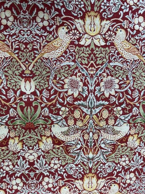 Chatham Glyn William Morris Strawberry Thief Wine Chenille Upholstery Fabric - Soft Options upholstery trim