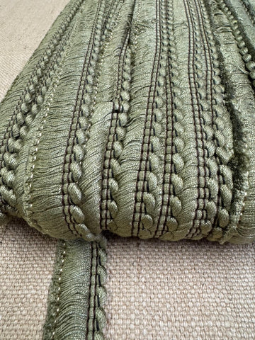 Upholstery Brush Fringe/ Ruche Trim - Olive Green - Soft Options upholstery trim