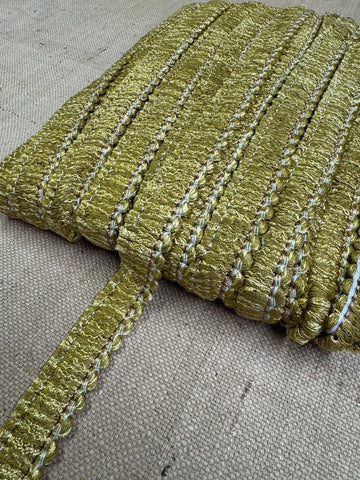 Upholstery Brush Fringe/ Ruche Trim - Gold Green - Soft Options upholstery trim