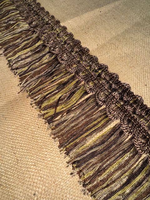 Upholstery Swing Fringe with Decorative Braided Top - Brown/Green Mix