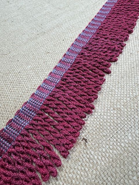 Upholstery Spectrum Roman Fringe - Braided top Rope - Claret and Blue - Soft Options upholstery trim