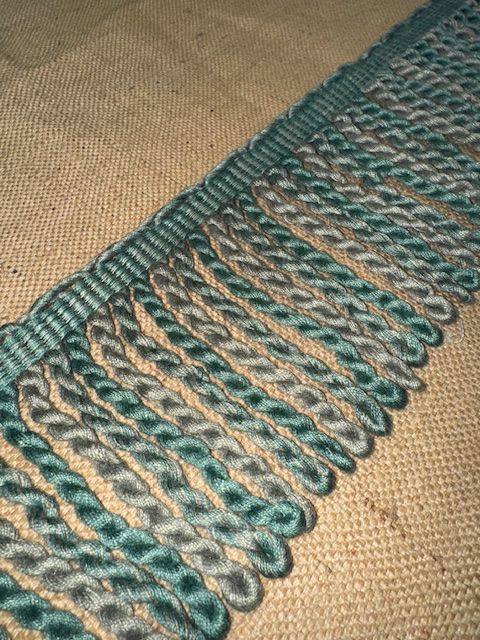 Upholstery Spectrum Heavy Bullion Fringe - Braided top Rope - Sea Green & Silver Mix