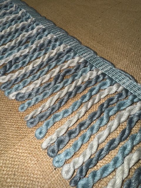 Upholstery Spectrum Heavy Bullion Fringe - Braided top Rope - Sky Blue & White Mix
