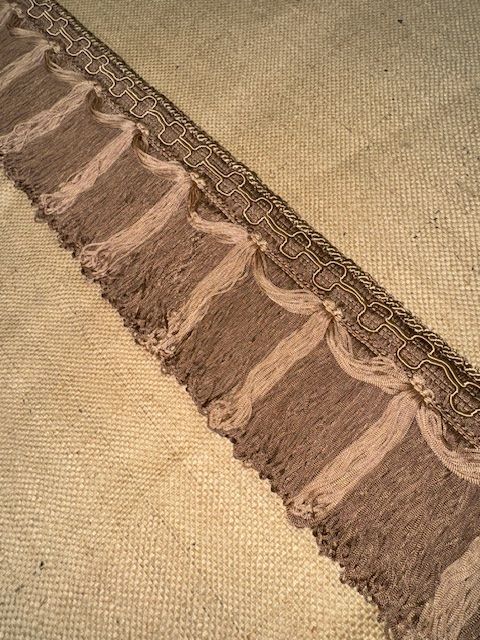Upholstery Swing Fringe with Decorative Braided Top - Coffee & Cream - Soft Options upholstery trim