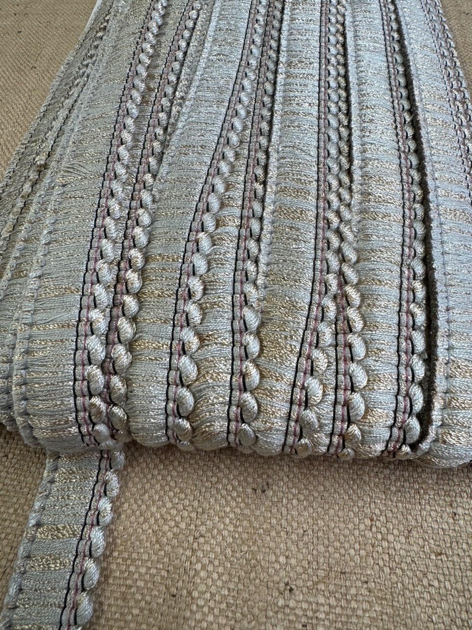Upholstery Brush Fringe/ Ruche Trim - Champagne Gold
