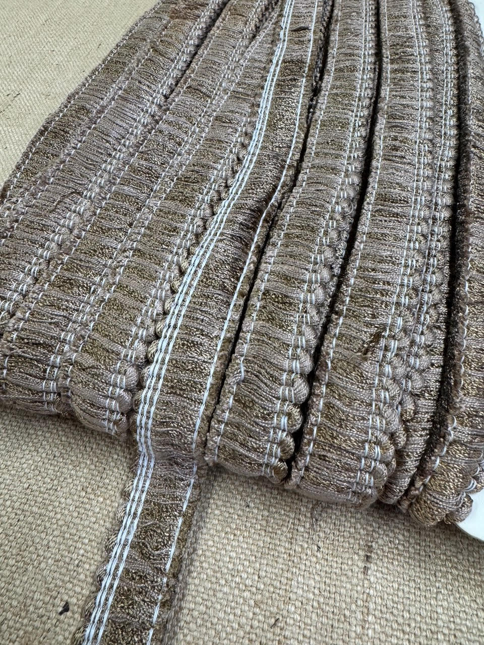 Upholstery Brush Fringe/ Ruche Trim - Fudge Brown - Soft Options upholstery trim