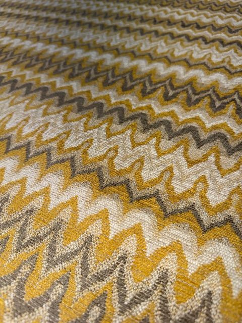 Gold & Grey Flame Heavy Weave Upholstery Fabric