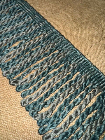Upholstery Spectrum Heavy Bullion Fringe - Braided top Rope - Steel Blue & Zinc Mix - Soft Options upholstery trim