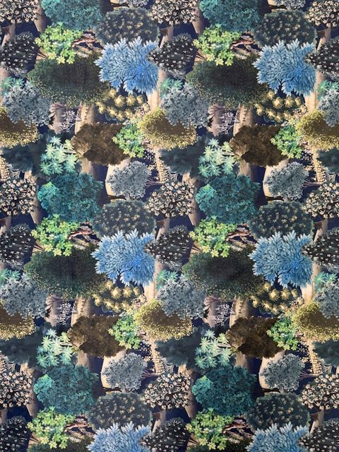Forest Hill Navy Printed Velvet Upholstery Fabric - Soft Options upholstery trim