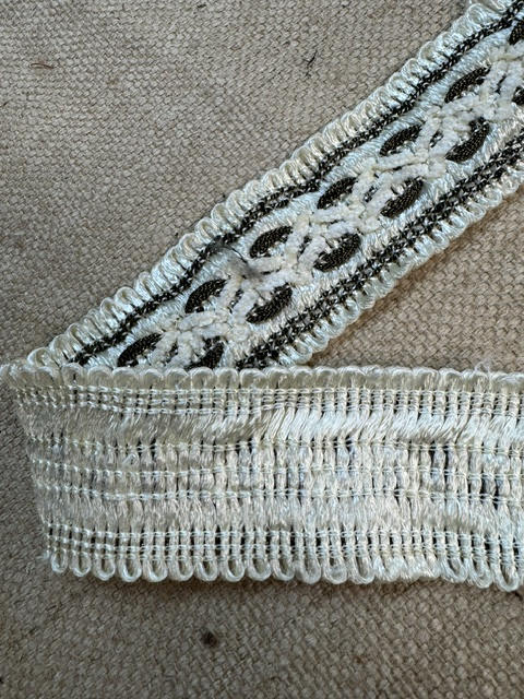 Upholstery Haberdashery Extra Wide Decorative Braid/Ribbon - Cream/Brass Woven