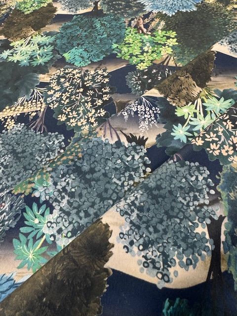 Forest Hill Navy Printed Velvet Upholstery Fabric