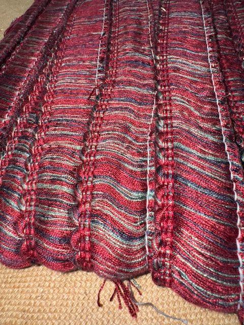 Upholstery Brush Fringe/ Ruche Trim - Burgundy Blue