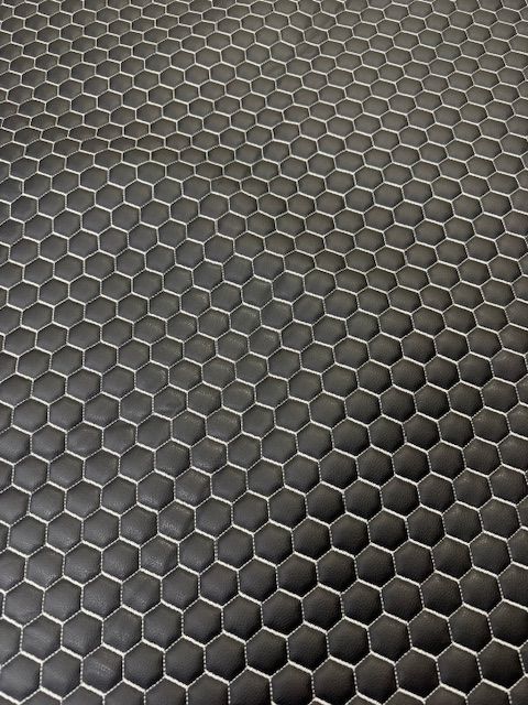 Luxury Hexagonal Quilted Vinyl - Black - Soft Options upholstery trim