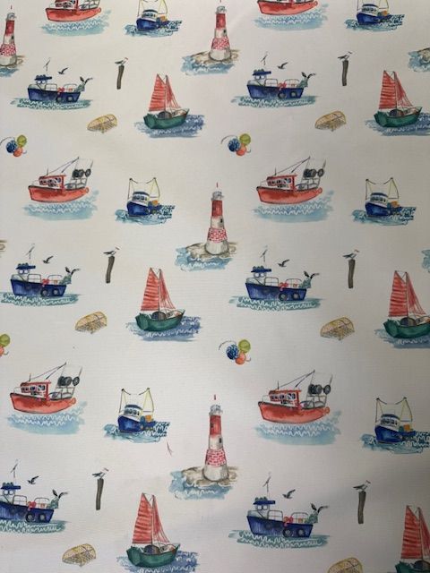 Chatham Glyn William Morris Fishing Boats Outdoor Fabric - Soft Options upholstery trim