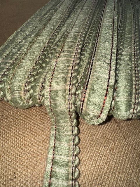 Upholstery Brush Fringe/ Ruche Trim - Green Cream - Soft Options upholstery trim