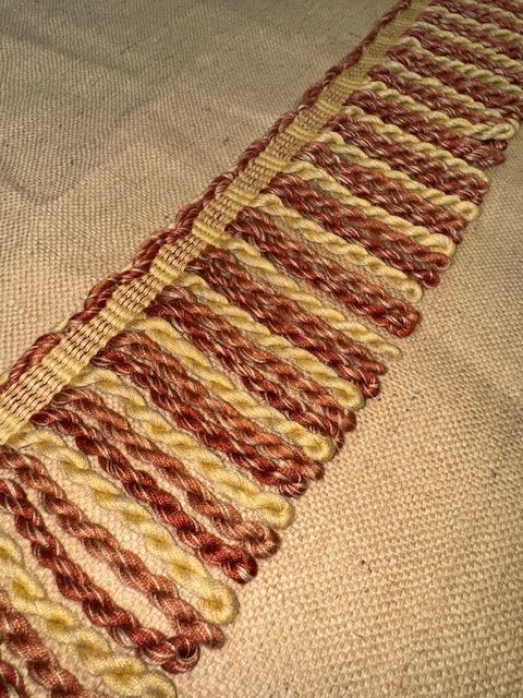 Upholstery Spectrum Heavy Bullion Fringe - Braided top Rope - Rusty Red/Orange/Yellow Mix