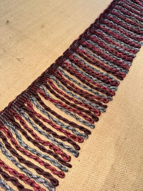 Upholstery Spectrum Heavy Bullion Fringe - Braided top Rope - Burgundy & Blue Mix