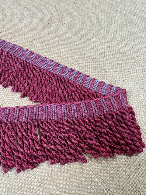 Upholstery Spectrum Roman Fringe - Braided top Rope - Claret and Blue