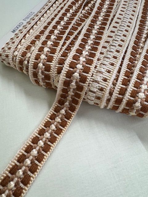Upholstery Braid/Gimp Trim - Brown & Cream Mix - Soft Options upholstery trim