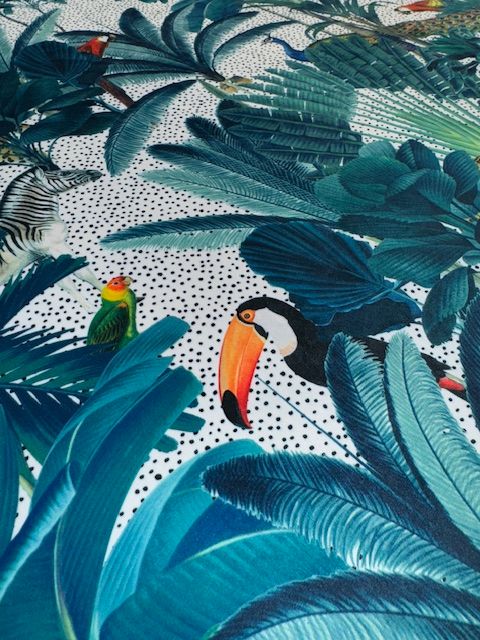 Daintree Natural Printed Velvet Upholstery Fabric