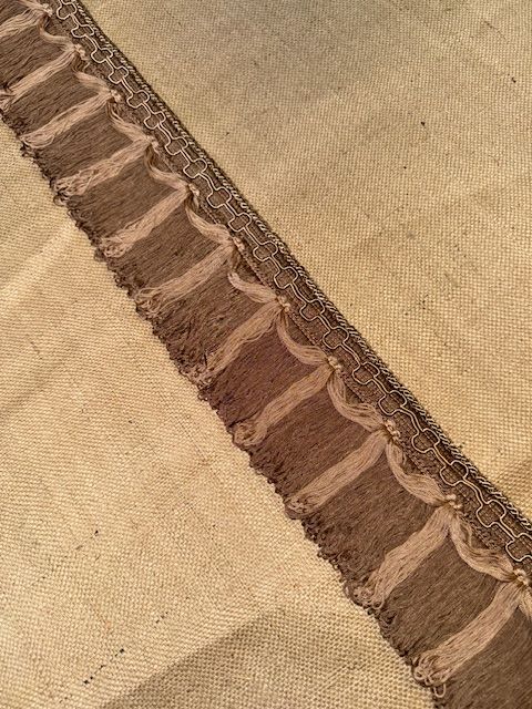 Upholstery Swing Fringe with Decorative Braided Top - Coffee & Cream