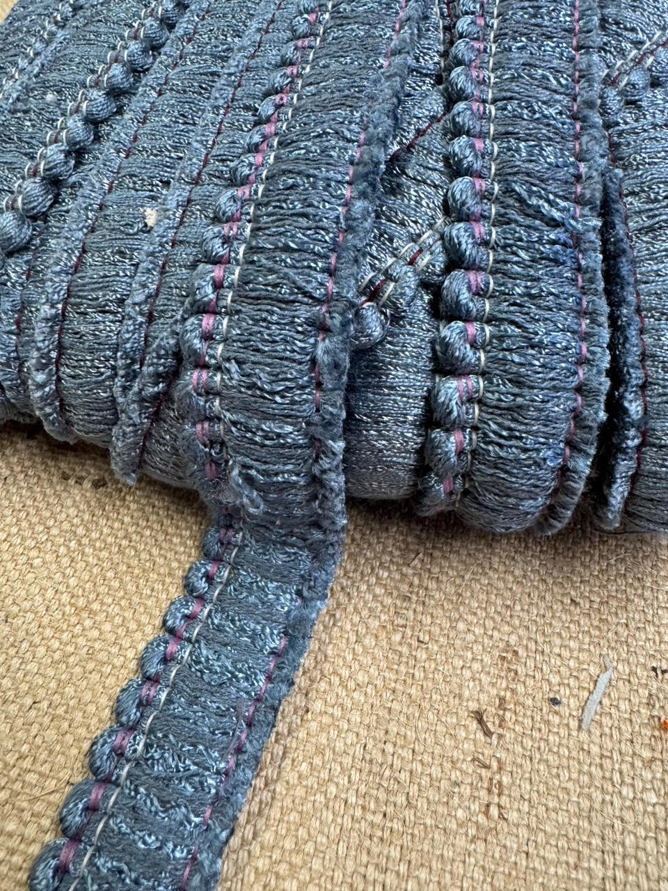 Upholstery Brush Fringe/ Ruche Trim - Dusk Blue
