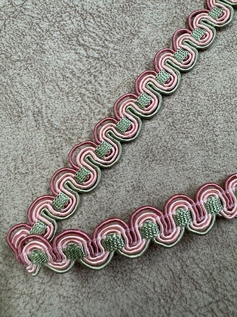 Upholstery Scroll Gimp/Braid Trim - Peppermint Pink