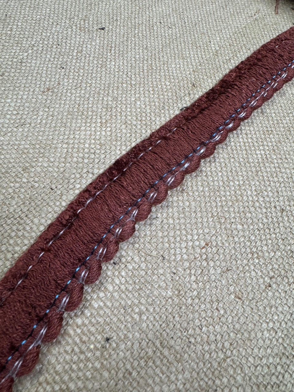 Upholstery Brush Fringe/ Ruche Trim - Brick Red