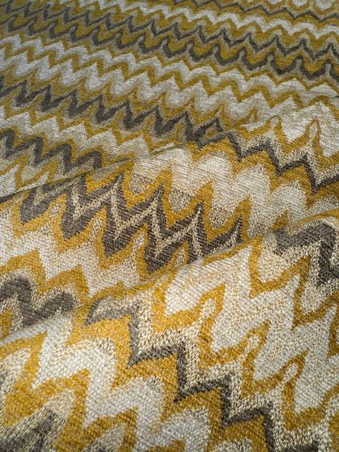 Gold & Grey Flame Heavy Weave Upholstery Fabric