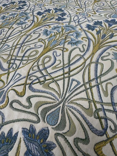 Sunbry Mixed Blue/Lime Tapestry Weave Upholstery Fabric - Soft Options upholstery trim