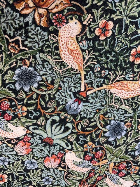 Chatham Glyn William Morris Strawberry Thief Ebony Chenille Upholstery Fabric